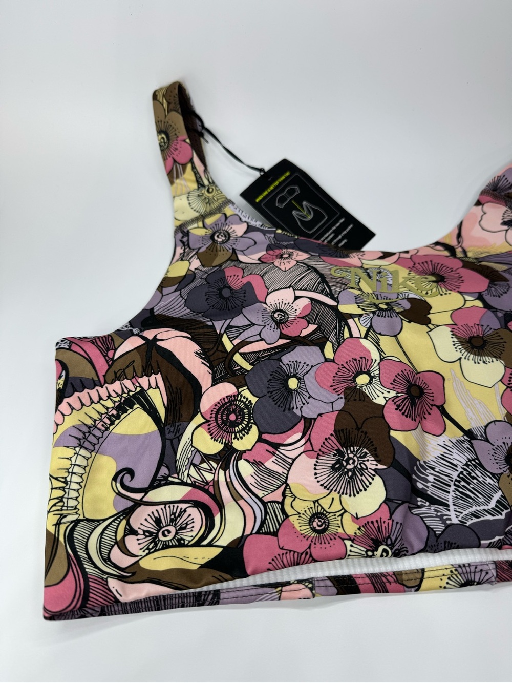 Nike Womens Multicolor Iron Stone Floral-Print Dri-FIT Padded Sports Bra Size XL - Picture 2 of 11
